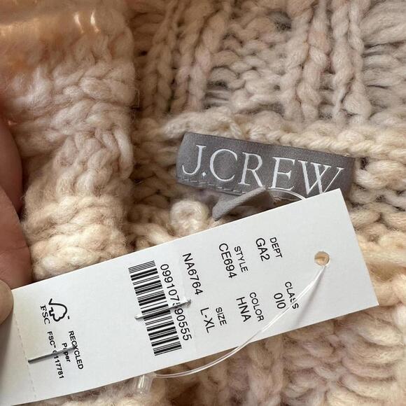 Pastel baby pink oversized J. Crew turtleneck sweater textured yarn new - Picture 4 of 8